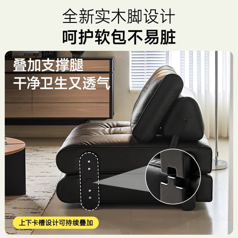 medieval folding sofa bed living room multi-functional dual-purpose single leather sofa bed Manwatstore