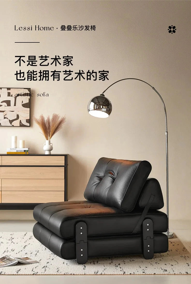 medieval folding sofa bed living room multi-functional dual-purpose single leather sofa bed Manwatstore