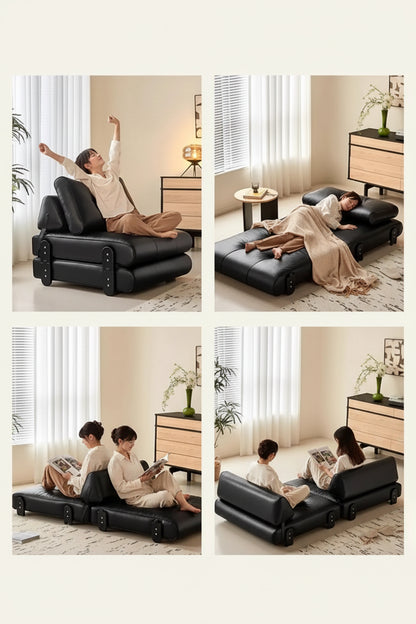 medieval folding sofa bed living room multi-functional dual-purpose single leather sofa bed Manwatstore