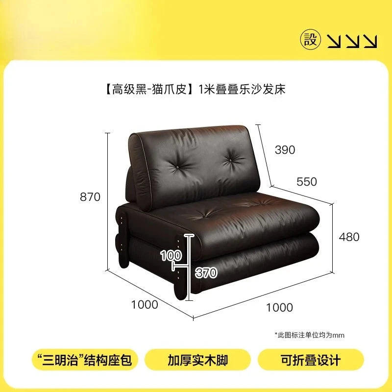 medieval folding sofa bed living room multi-functional dual-purpose single leather sofa bed Manwatstore