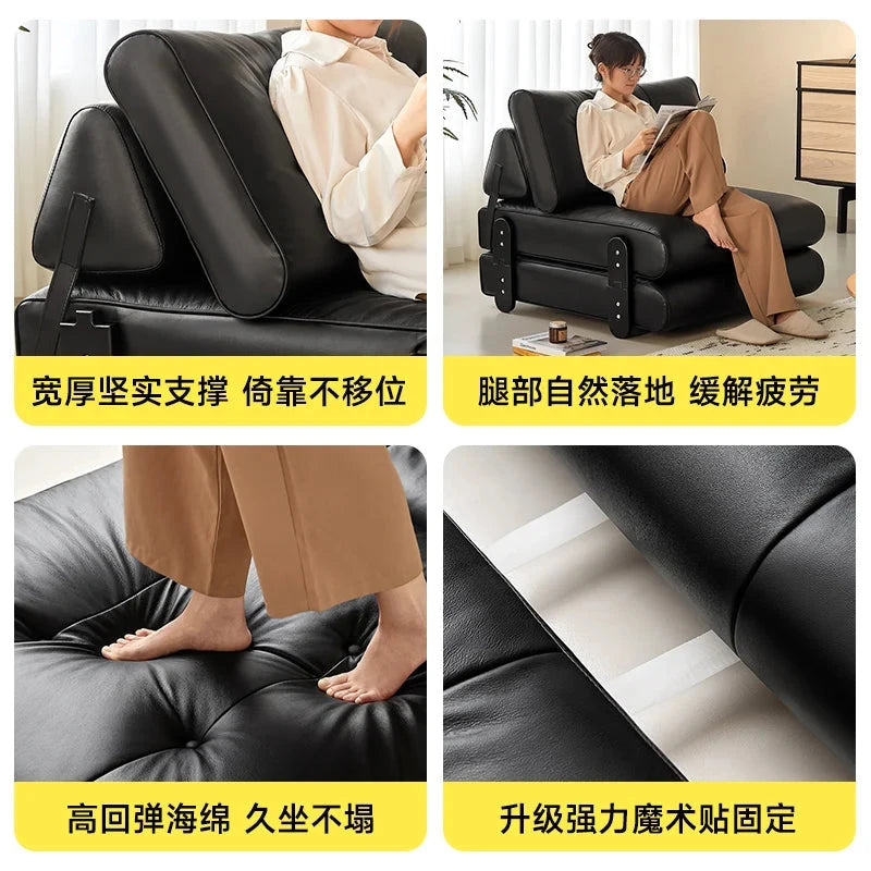 medieval folding sofa bed living room multi-functional dual-purpose single leather sofa bed Manwatstore