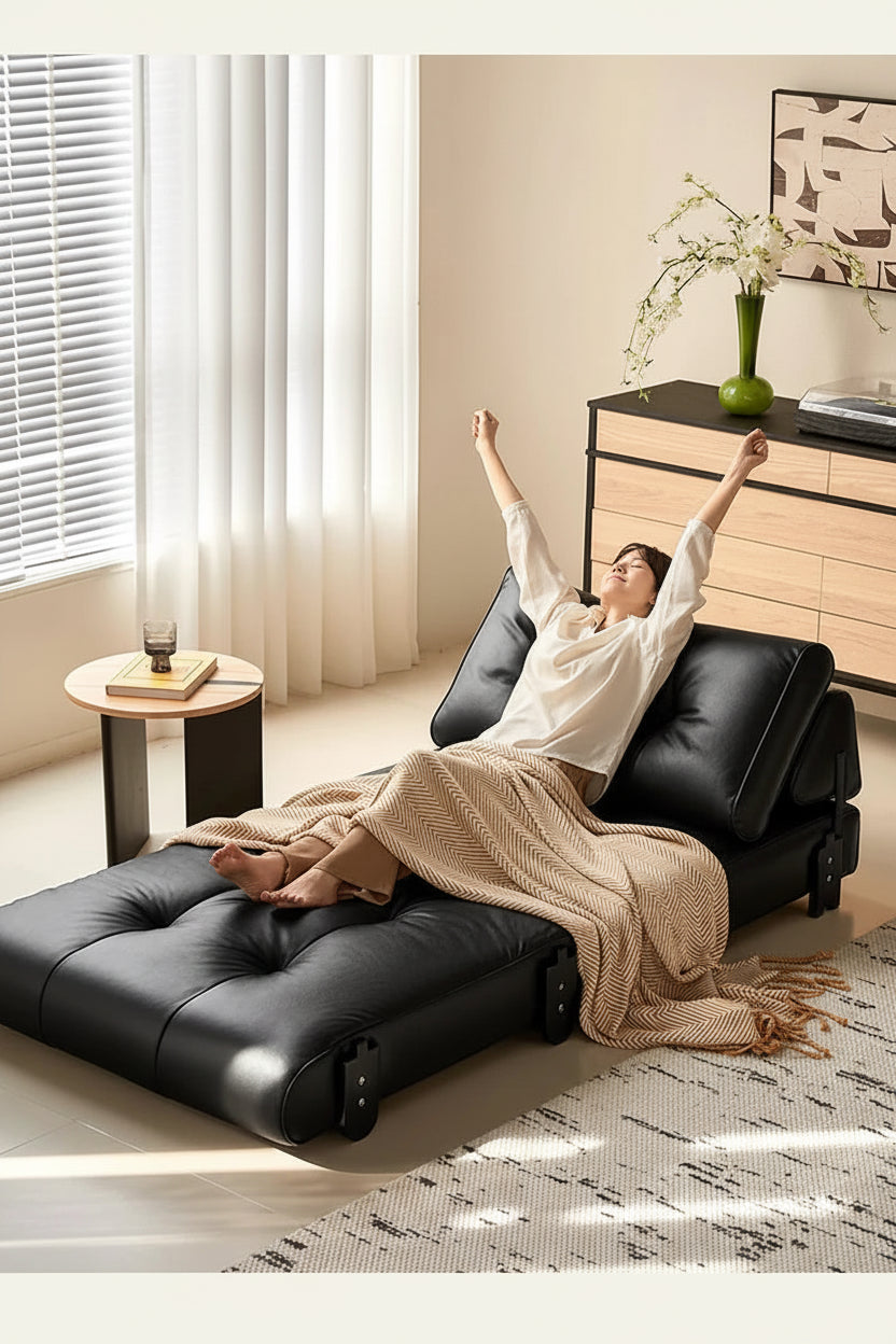medieval folding sofa bed living room multi-functional dual-purpose single leather sofa bed Manwatstore