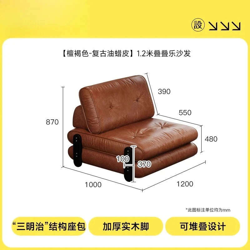 medieval folding sofa bed living room multi-functional dual-purpose single leather sofa bed Manwatstore