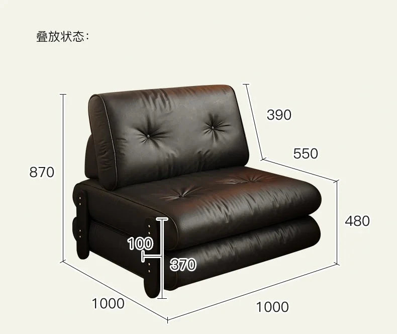 medieval folding sofa bed living room multi-functional dual-purpose single leather sofa bed Manwatstore