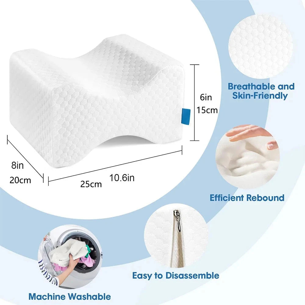 Memory Foam Knee &amp; Leg Pillow – Side Sleeping Support with Adjustable Strap Memory Foam Medicted Pillows Manwatstore