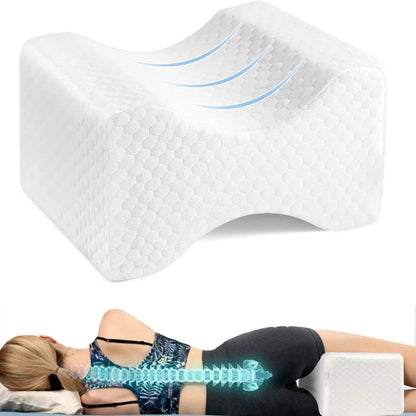 Memory Foam Knee &amp; Leg Pillow – Side Sleeping Support with Adjustable Strap Memory Foam Medicted Pillows Manwatstore