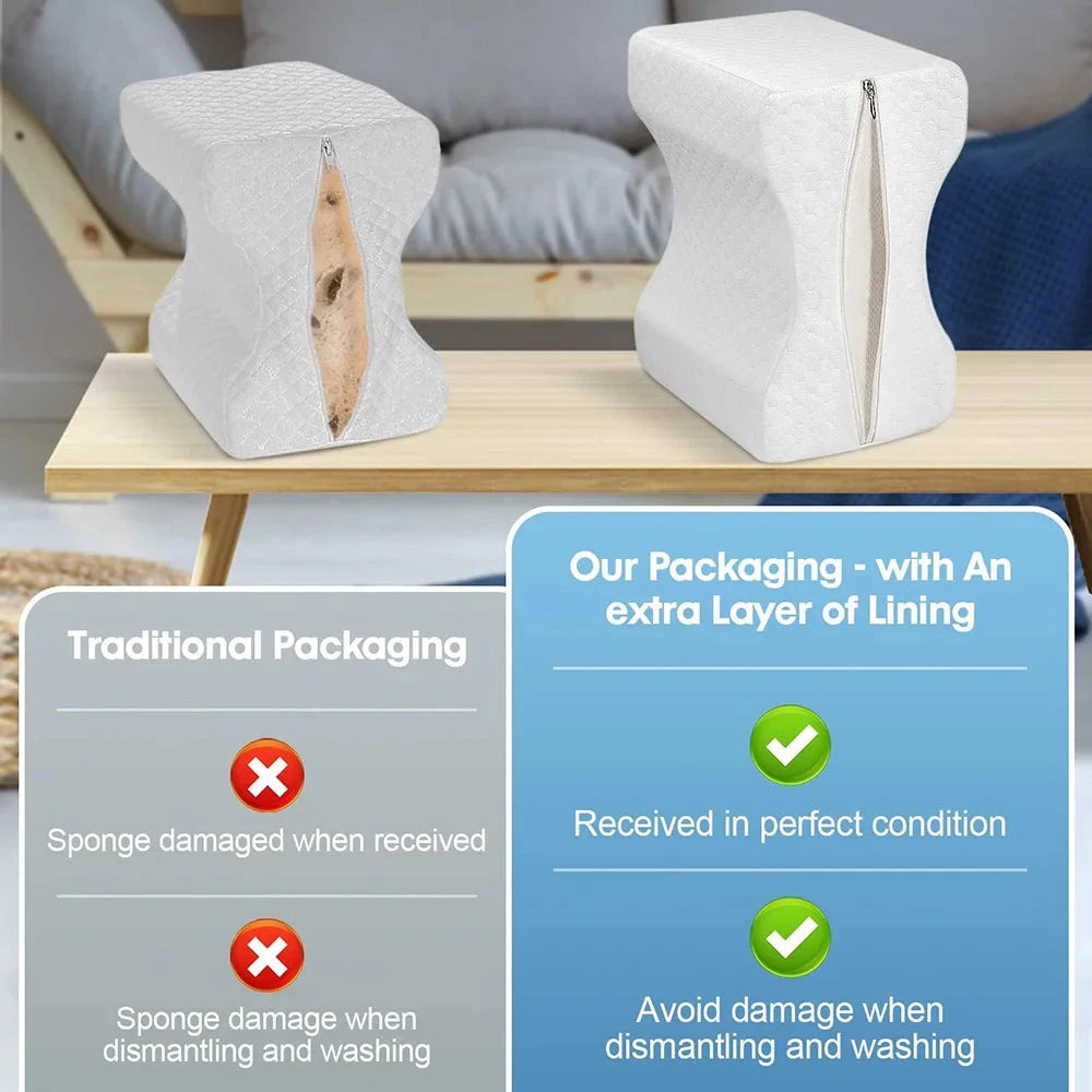 Memory Foam Knee &amp; Leg Pillow – Side Sleeping Support with Adjustable Strap Memory Foam Medicted Pillows Manwatstore