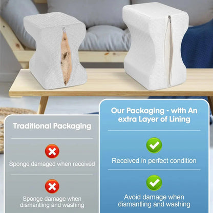 Memory Foam Knee &amp; Leg Pillow – Side Sleeping Support with Adjustable Strap Memory Foam Medicted Pillows Manwatstore