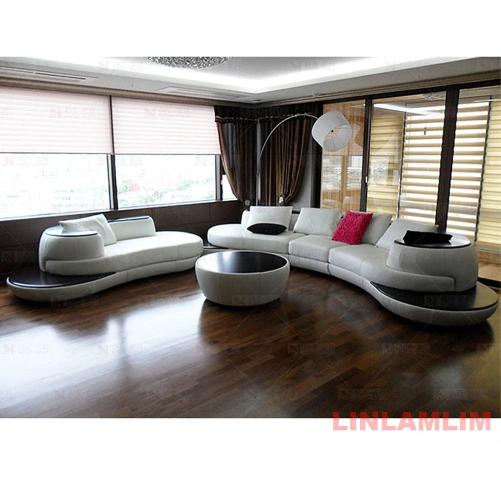 Milano Luxe Curved Leather Sectional Sofa Manwatstore