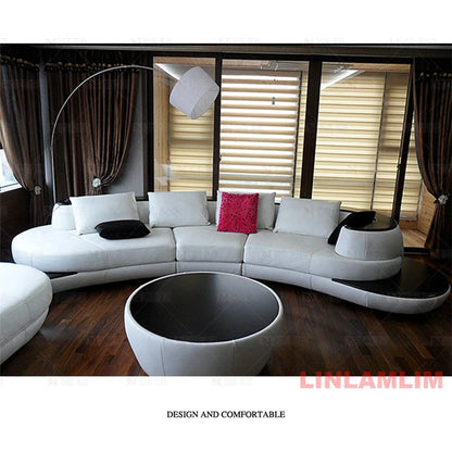 Milano Luxe Curved Leather Sectional Sofa Manwatstore