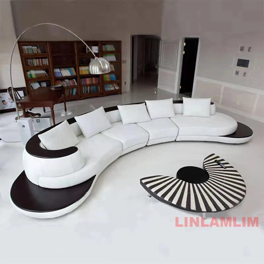 Milano Luxe Curved Leather Sectional Sofa Manwatstore