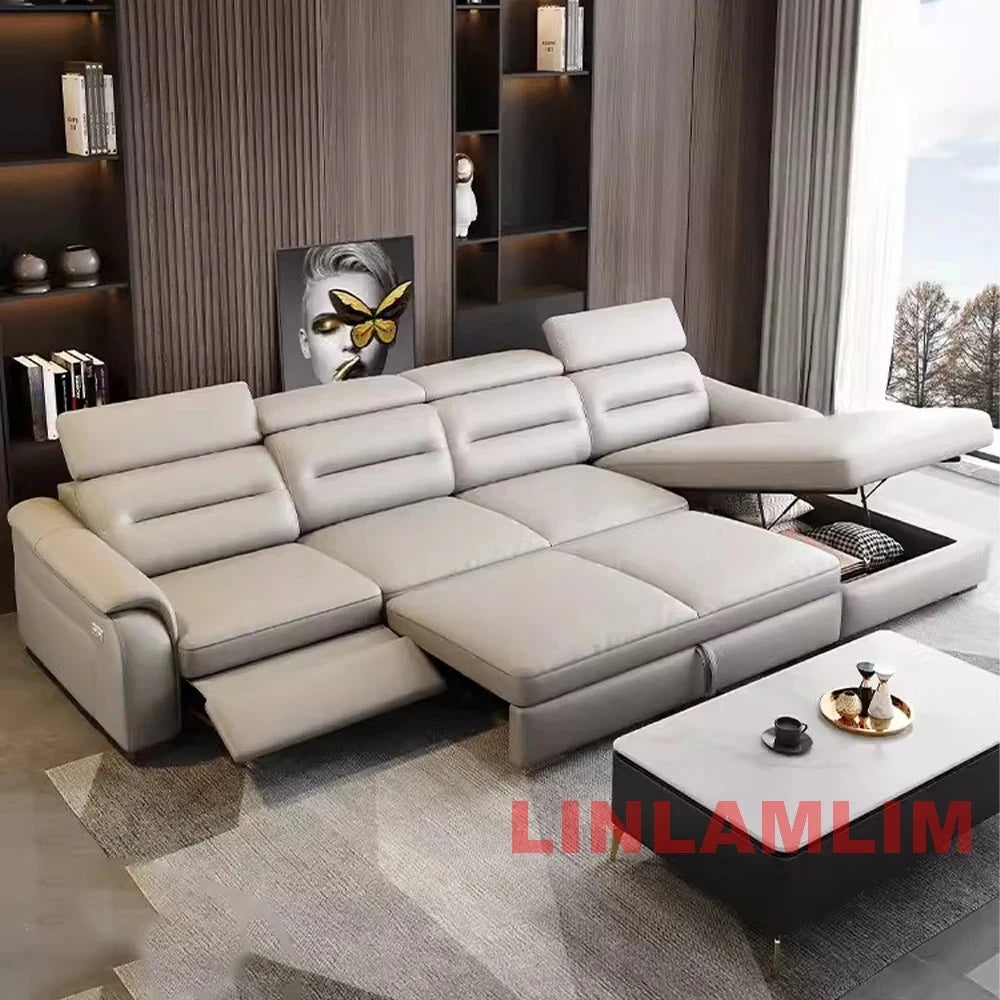 MINGDIBAO Multifunctional Convertible Sofa Bed With Eletric Recliner, Folding Sofa Cama With Power Reclining Seats &amp; Storage Box Manwatstore