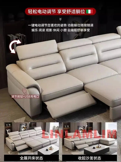 MINGDIBAO Multifunctional Convertible Sofa Bed With Eletric Recliner, Folding Sofa Cama With Power Reclining Seats &amp; Storage Box Manwatstore