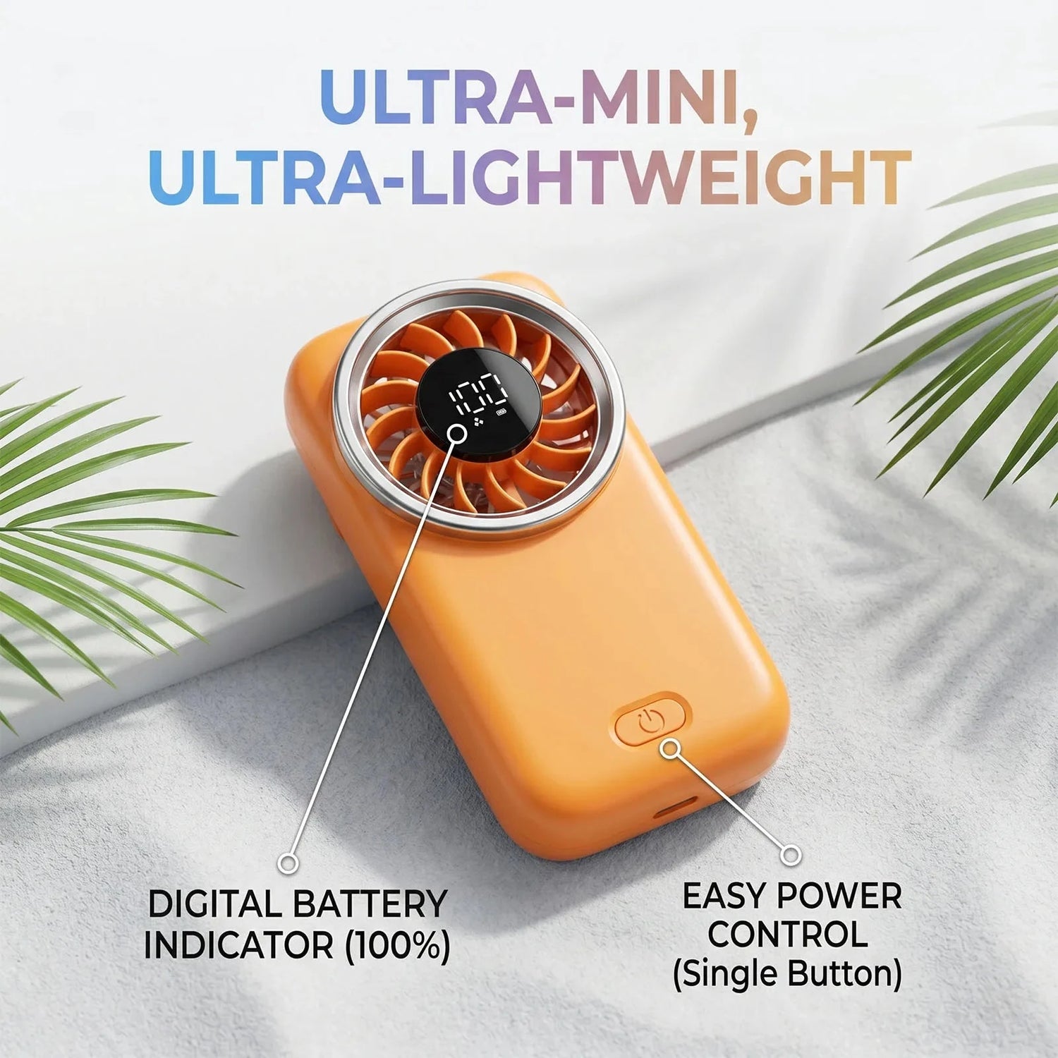 Mini Handheld Turbo Fan with 100 Speed Levels, LED Display &amp; USB Type-C Rechargeable Battery Manwatstore