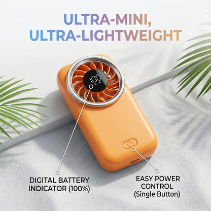 Mini Handheld Turbo Fan with 100 Speed Levels, LED Display &amp; USB Type-C Rechargeable Battery Manwatstore
