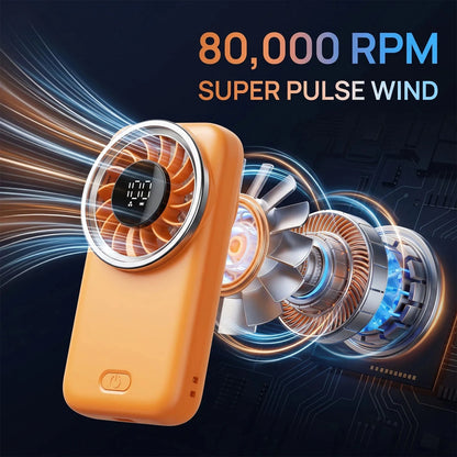 Mini Handheld Turbo Fan with 100 Speed Levels, LED Display &amp; USB Type-C Rechargeable Battery Manwatstore