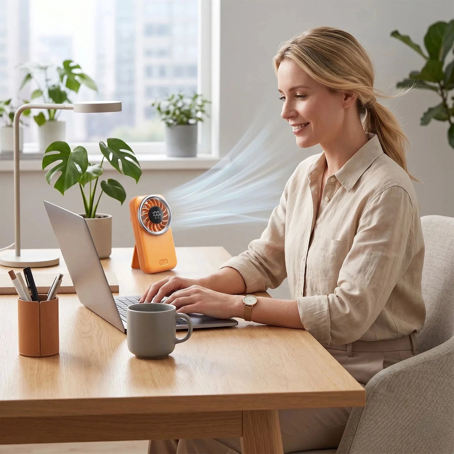 Mini Handheld Turbo Fan with 100 Speed Levels, LED Display &amp; USB Type-C Rechargeable Battery Manwatstore
