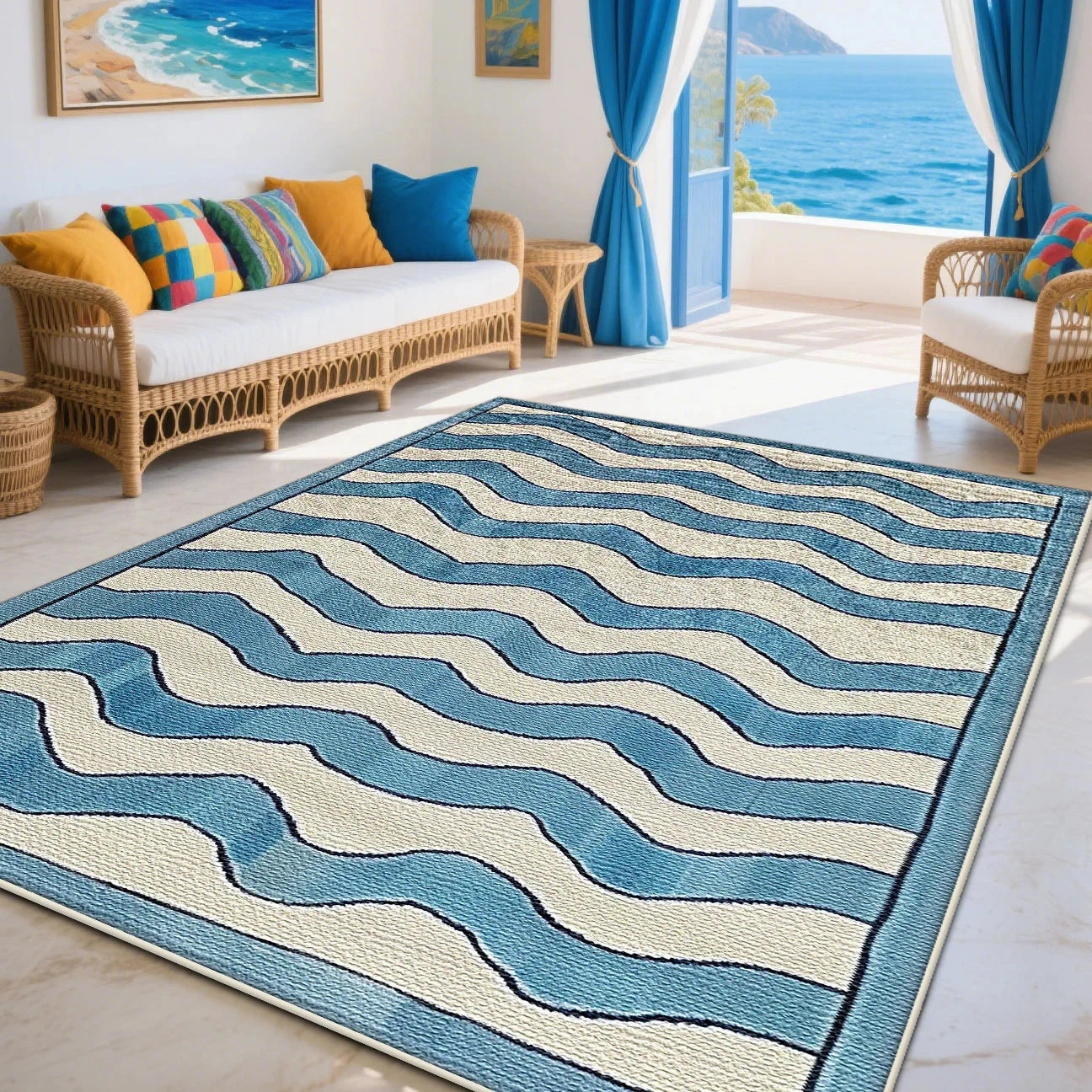 Modern Blue Living Room Sofa Carpet Decoration Bedroom Non-slip Machine Washable Area Rug Soft Fluffy Office Large Size Carpets Manwatstore