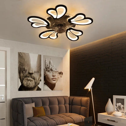 Modern Ceiling Fan with LED Light, Remote Control &amp; Bluetooth , 6-Speed Wind Settings ceiling fan Manwatstore