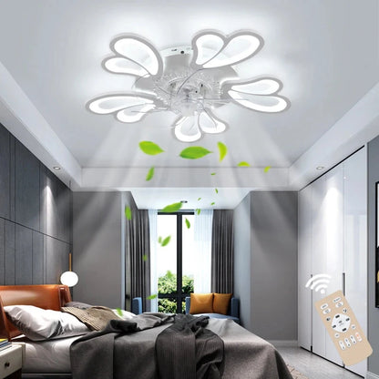 Modern Ceiling Fan with LED Light, Remote Control &amp; Bluetooth , 6-Speed Wind Settings ceiling fan Manwatstore