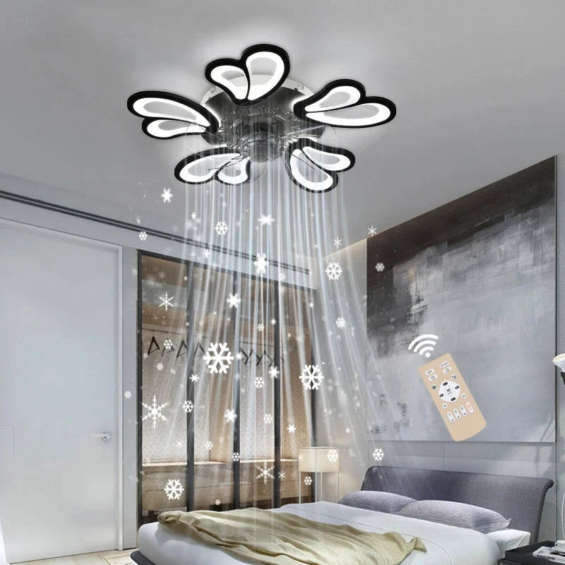 Modern Ceiling Fan with LED Light, Remote Control &amp; Bluetooth , 6-Speed Wind Settings ceiling fan Manwatstore