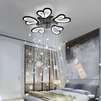 Modern Ceiling Fan with LED Light, Remote Control &amp; Bluetooth , 6-Speed Wind Settings ceiling fan Manwatstore
