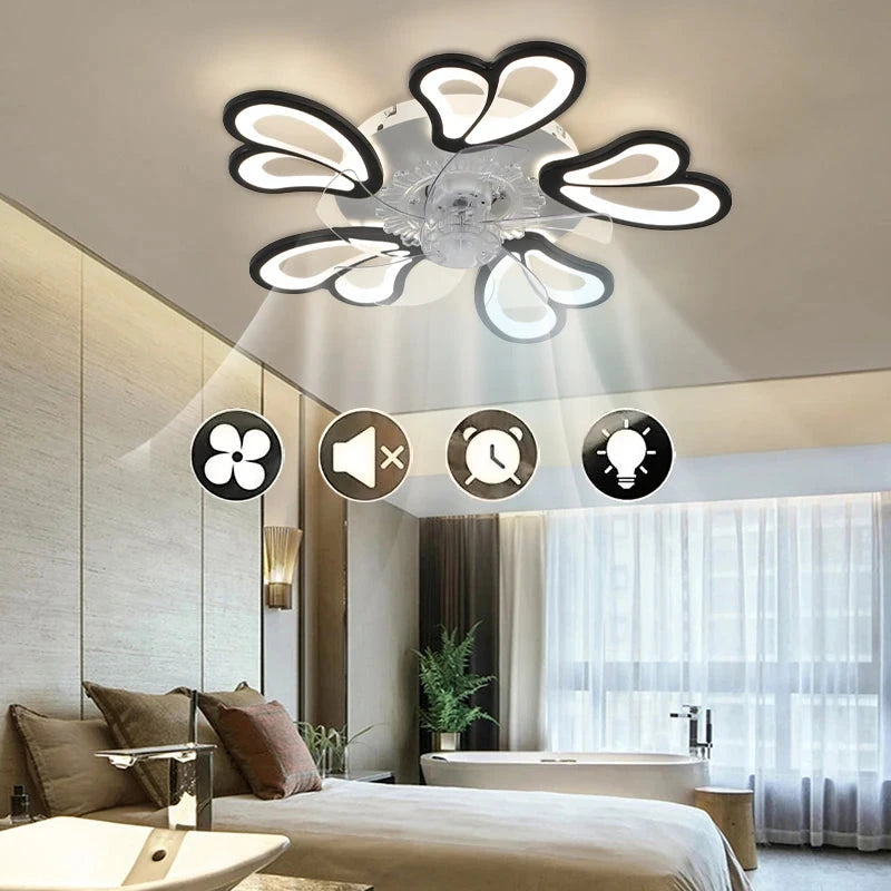 Modern Ceiling Fan with LED Light, Remote Control &amp; Bluetooth , 6-Speed Wind Settings ceiling fan Manwatstore