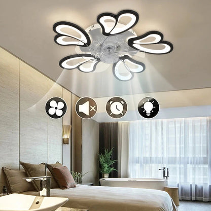 Modern Ceiling Fan with LED Light, Remote Control &amp; Bluetooth , 6-Speed Wind Settings ceiling fan Manwatstore