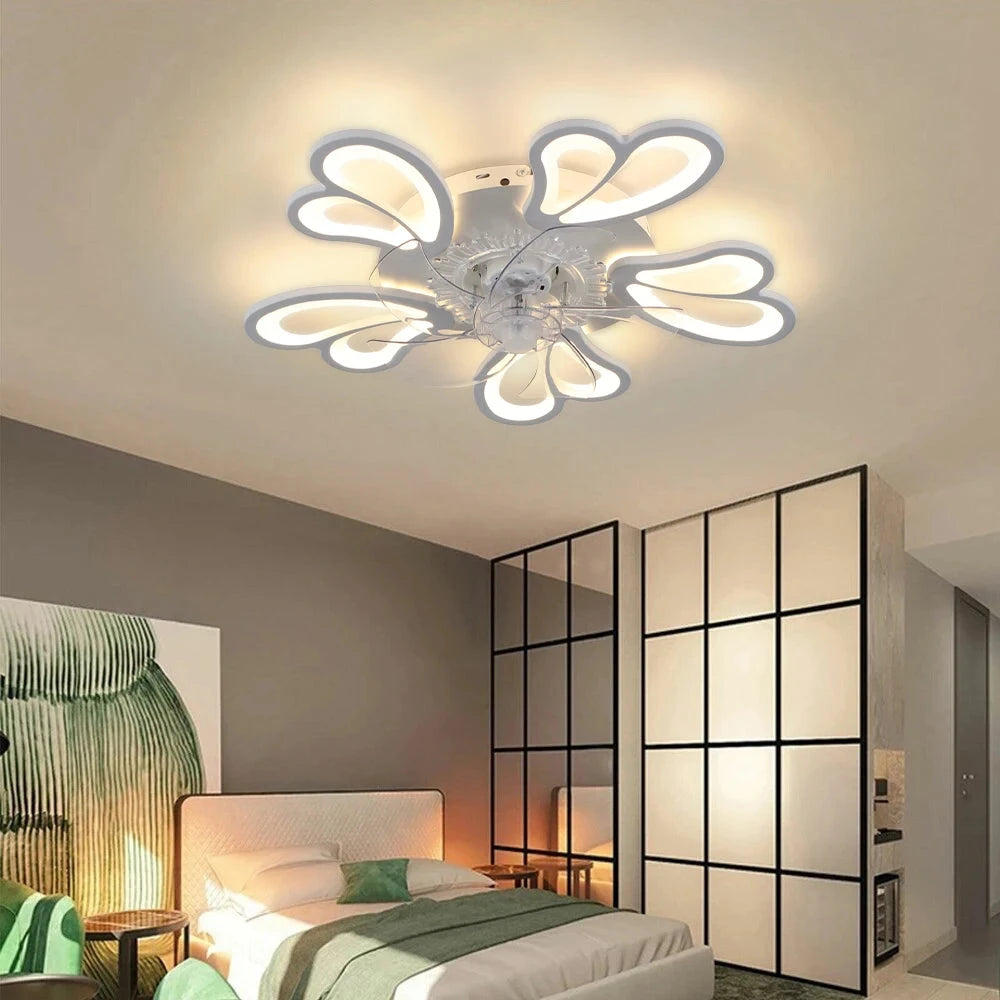 Modern Ceiling Fan with LED Light, Remote Control &amp; Bluetooth , 6-Speed Wind Settings ceiling fan Manwatstore