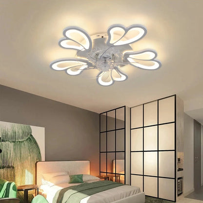 Modern Ceiling Fan with LED Light, Remote Control &amp; Bluetooth , 6-Speed Wind Settings ceiling fan Manwatstore