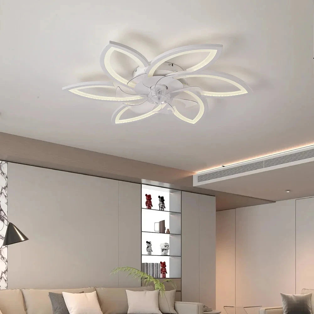 Modern Flower Shape Ceiling Fan With LED Lights- Adjustable 6-Gear Speed Dimmable Ceiling Fan ceiling fan Manwatstore