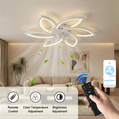 Modern Flower Shape Ceiling Fan With LED Lights- Adjustable 6-Gear Speed Dimmable Ceiling Fan ceiling fan Manwatstore