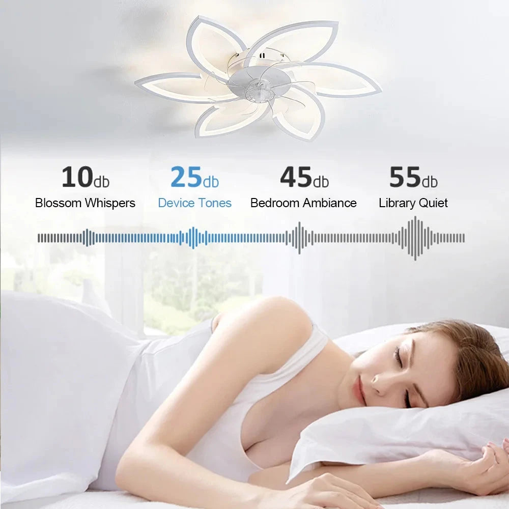 Modern Flower Shape Ceiling Fan With LED Lights- Adjustable 6-Gear Speed Dimmable Ceiling Fan ceiling fan Manwatstore