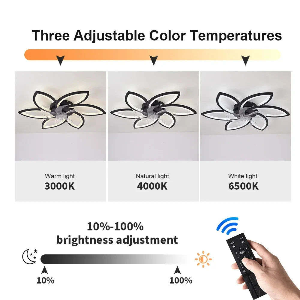 Modern Flower Shape Ceiling Fan With LED Lights- Adjustable 6-Gear Speed Dimmable Ceiling Fan ceiling fan Manwatstore