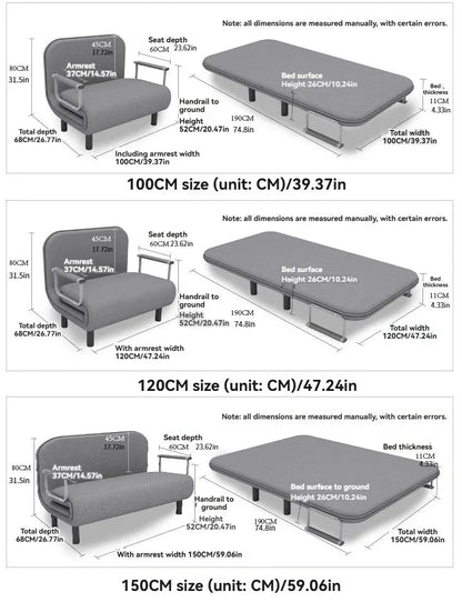 Modern folding sofa bed apartment small apartment simple single and double folding sofa with armrest Manwatstore