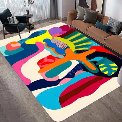 Modern Geometric Abstract Rug Non-Slip Carpet for Living Room Sofa Side Bedroom Washable Easy-Clean Home Decor Floor Mat Manwatstore
