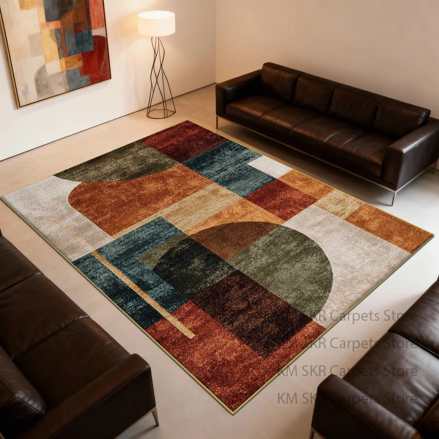 Modern Geometry Coloer Living Room Carpet Washable Non-slip Decoration Home Kitchen Rug Soft Fluffy Bedroom Large Area Sofa Mat Manwatstore