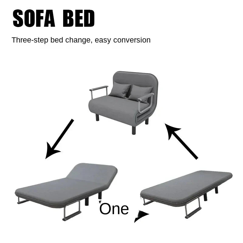 Modern Grey Sofa Bed – Folding Recliner for Small Apartments Manwatstore