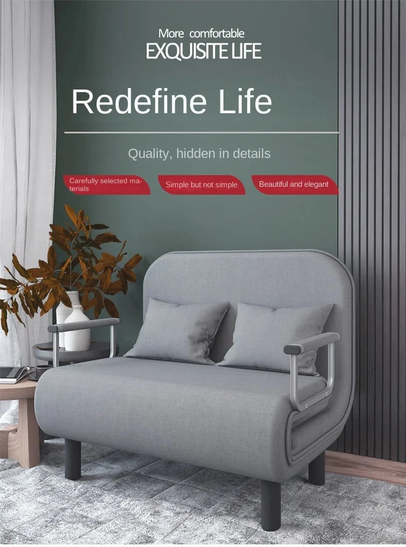 Modern Grey Sofa Bed – Folding Recliner for Small Apartments Manwatstore