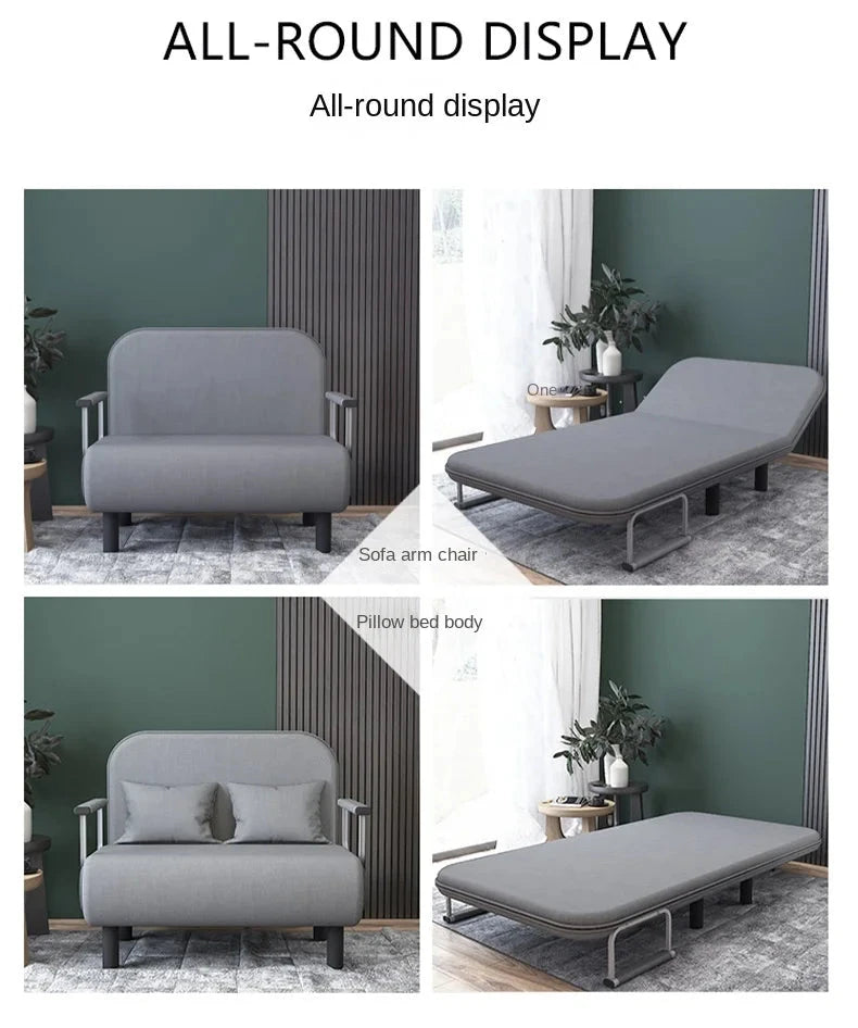 Modern Grey Sofa Bed – Folding Recliner for Small Apartments Manwatstore