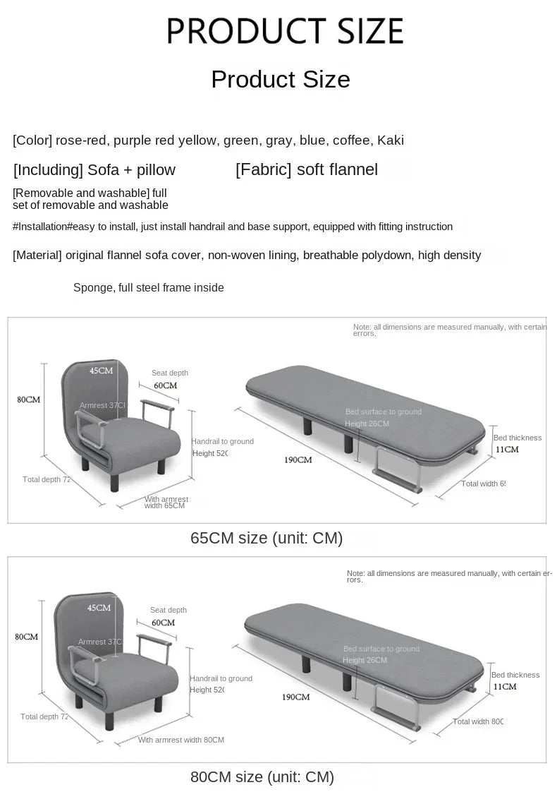 Modern Grey Sofa Bed – Folding Recliner for Small Apartments Manwatstore