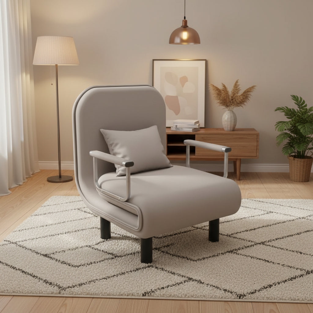 Modern Grey Sofa Bed – Folding Recliner for Small Apartments Manwatstore