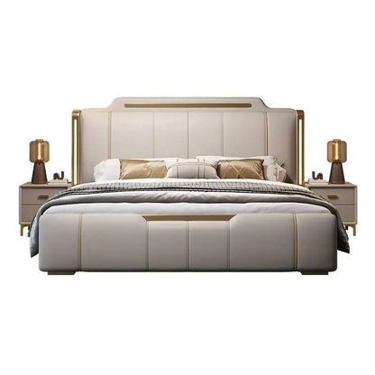 Modern Italian Luxe Leather Upholstered Bed Bed Manwatstore