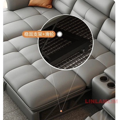 Modern L-Shaped Electric Recliner Sofa Bed – Italian Leather Sectional Couch Manwatstore
