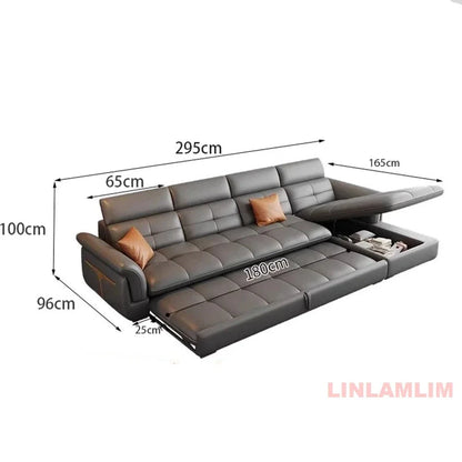 Modern L-Shaped Electric Recliner Sofa Bed – Italian Leather Sectional Couch Manwatstore