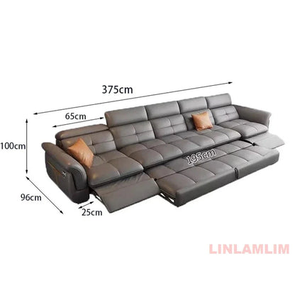 Modern L-Shaped Electric Recliner Sofa Bed – Italian Leather Sectional Couch Manwatstore