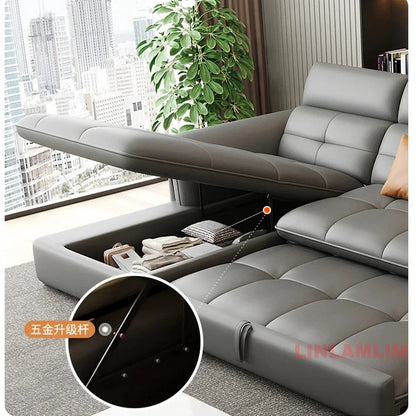 Modern L-Shaped Electric Recliner Sofa Bed – Italian Leather Sectional Couch Manwatstore