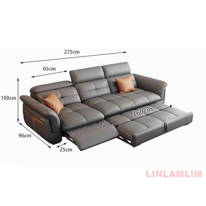 Modern L-Shaped Electric Recliner Sofa Bed – Italian Leather Sectional Couch Manwatstore
