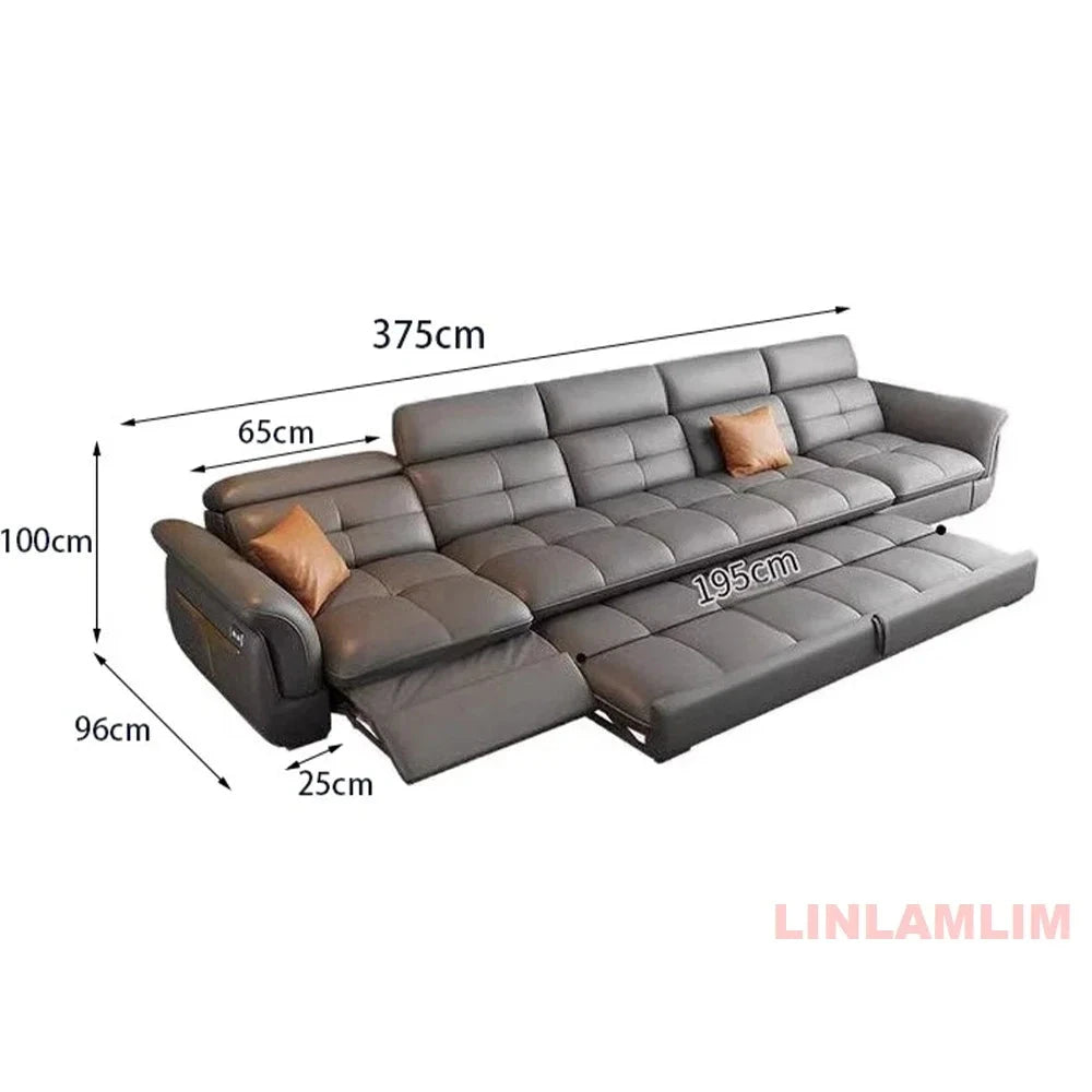 Modern L-Shaped Electric Recliner Sofa Bed – Italian Leather Sectional Couch Manwatstore