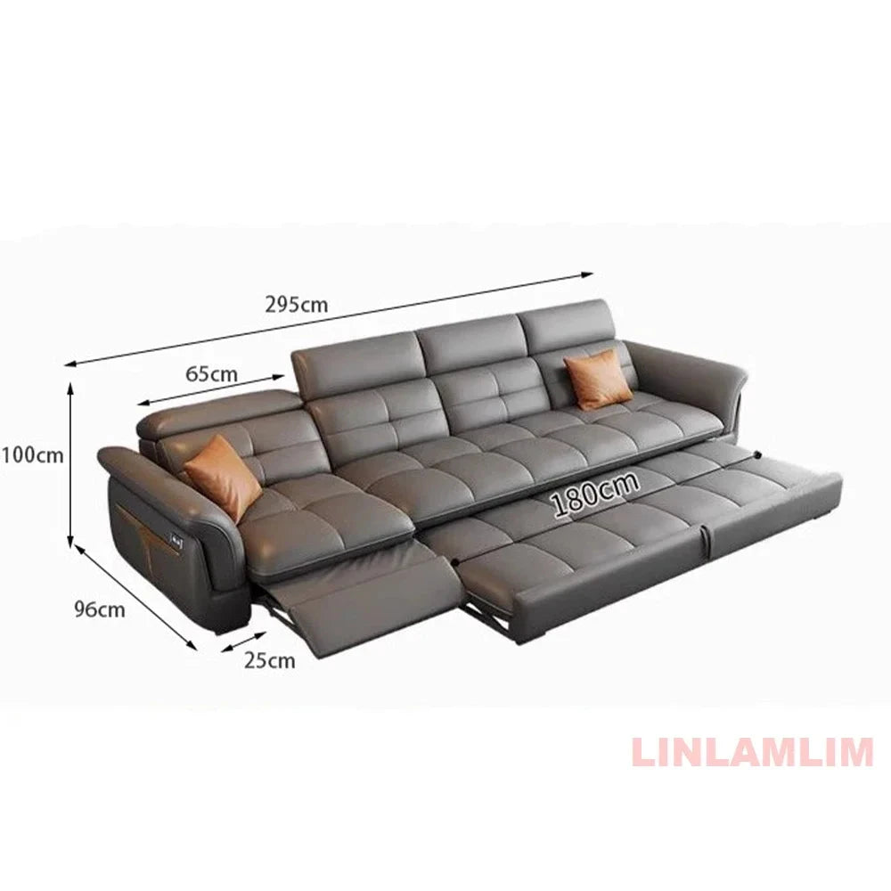 Modern L-Shaped Electric Recliner Sofa Bed – Italian Leather Sectional Couch Manwatstore